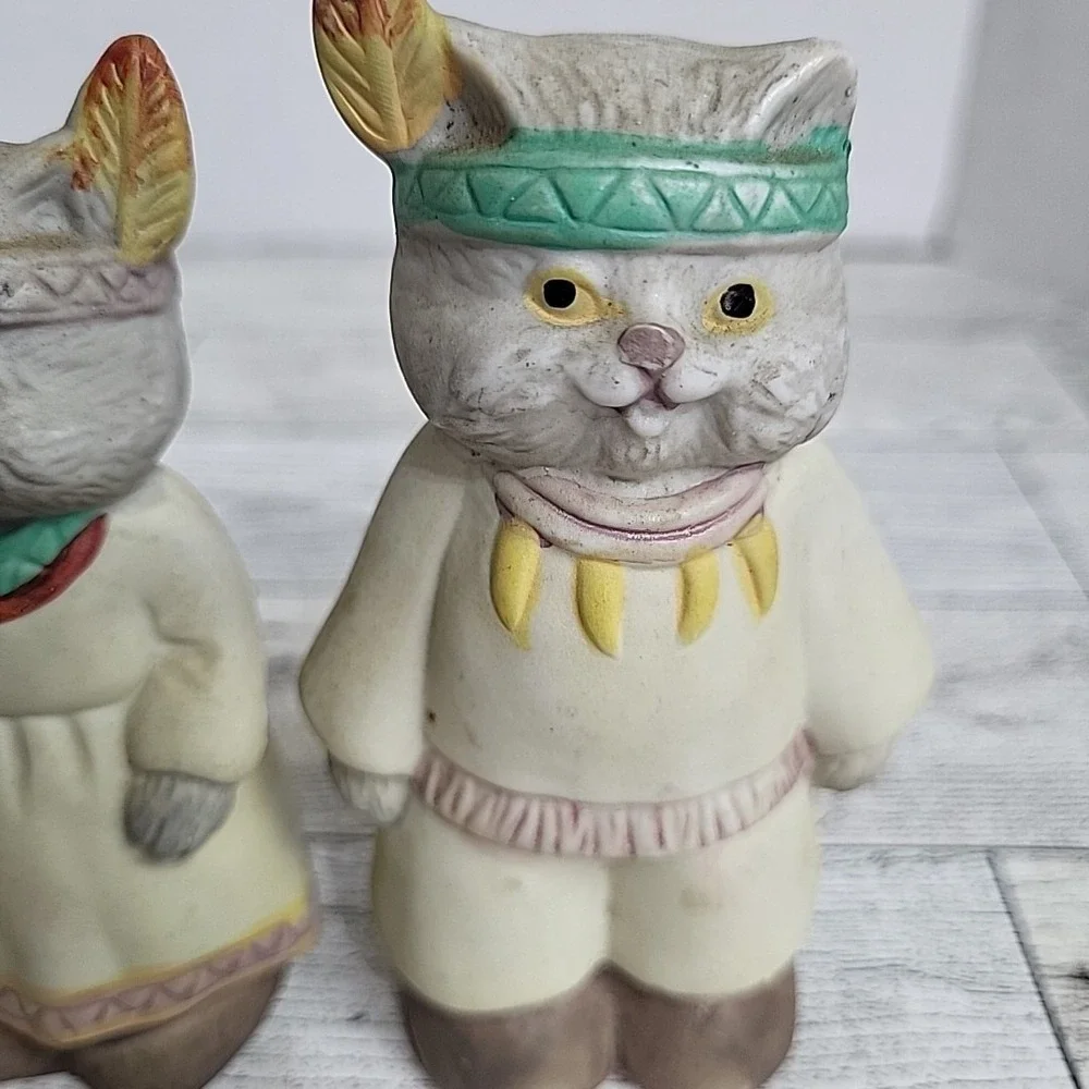 Vintage Tippie's Inc Cats Indian Salt & Pepper Shakers‎ Thanksgiving 1990 Kitty
